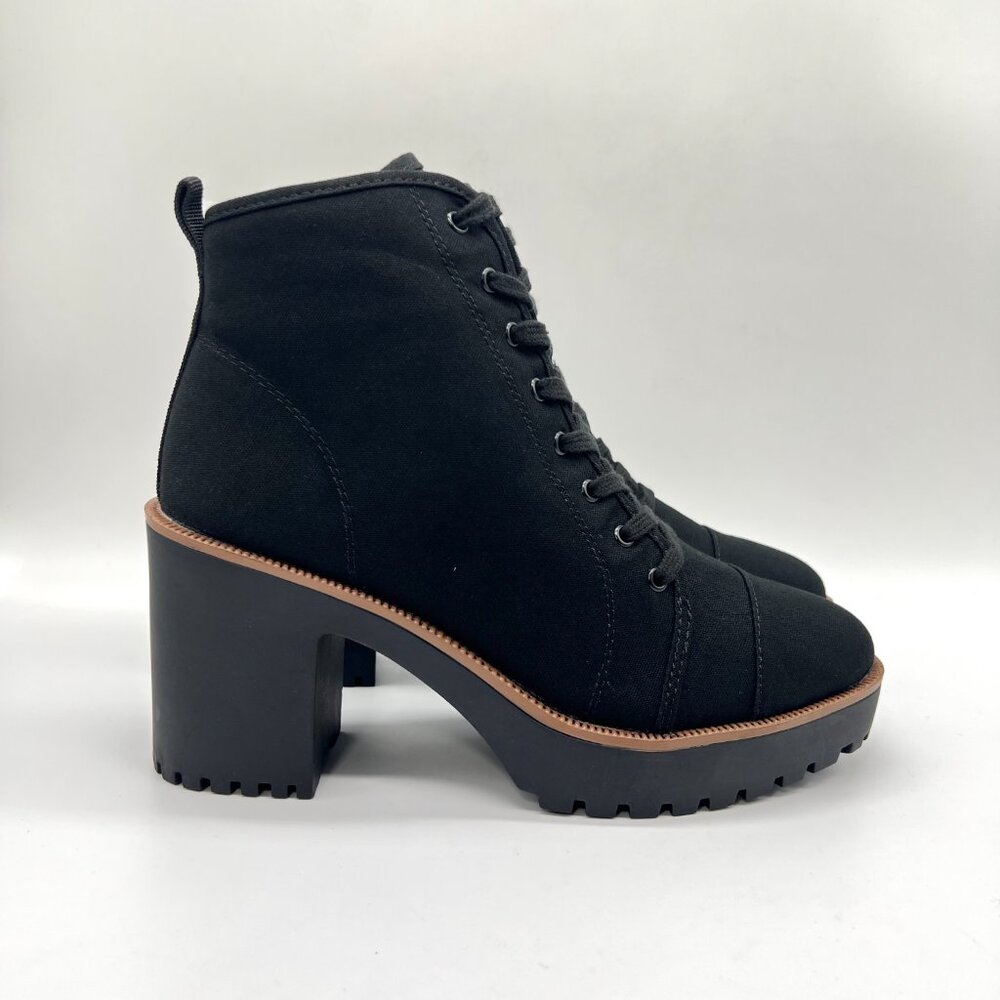 Chinese‎ Laundry Womens Size 8 Glance Black Block Heel Combat Ankle Boots Shoes